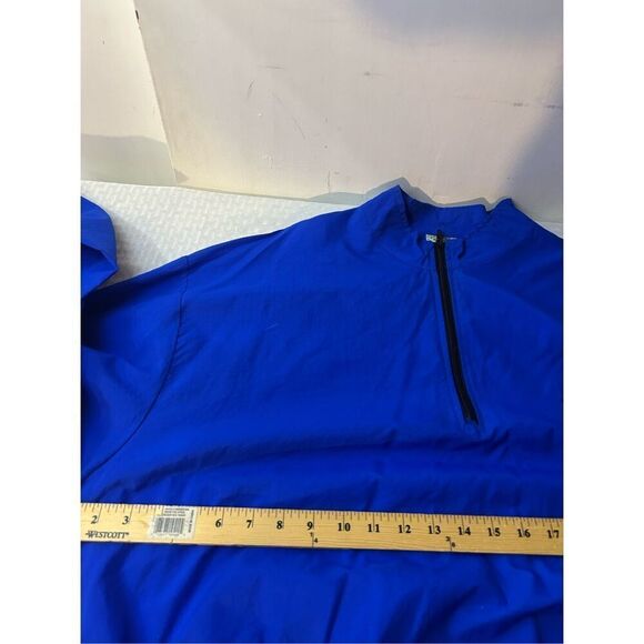 Surfer style windbreaker 1/4 zip blue one size Bright Blue 100 nylon Vintage 80' - Picture 7 of 8